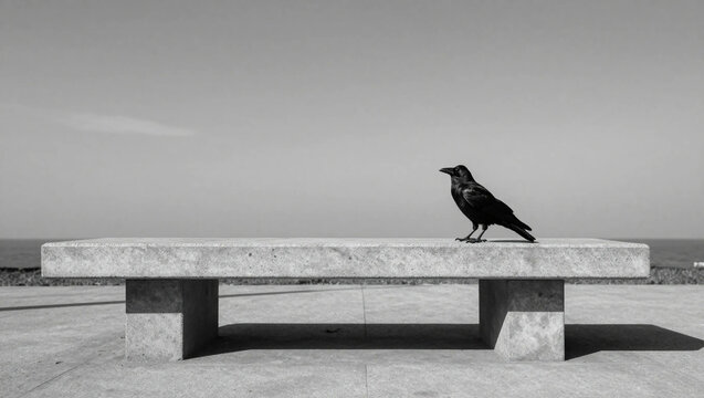 crow sitting on the bench