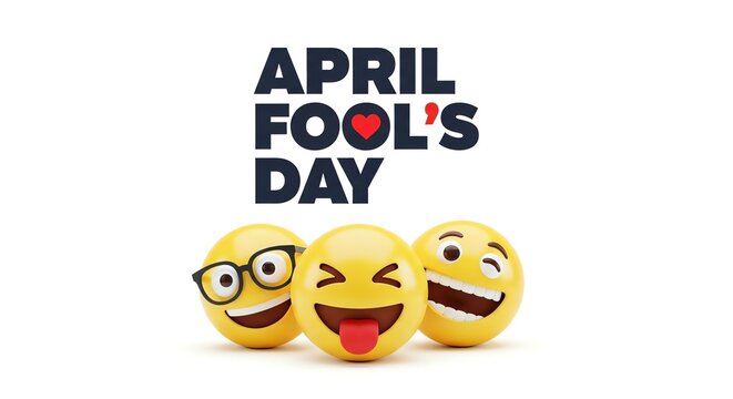 April Fools Day with funny laughing emojis