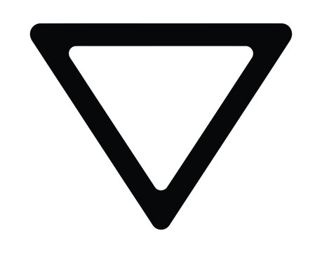 Black inverted triangle icon on a plain background