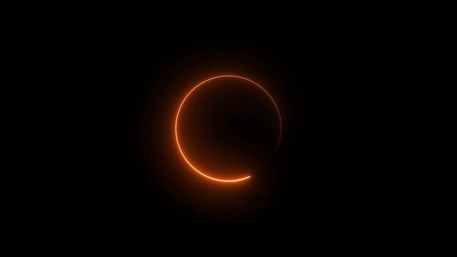 Animated glowing neon circular line frame animation. Ring circle looping animation. Minimalist visual often seen in loading or progress animations
