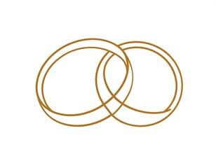 Naklejka premium Two overlapping rings, rendered in a warm brown color, symbolize unity on a clean white background