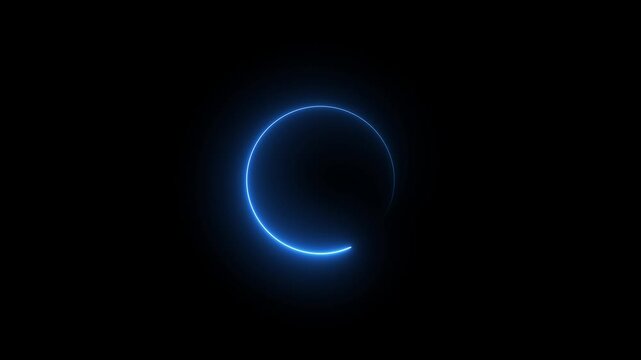 Saber circle animation. Round circle picture frame with neon color shade motion graphic isolated on transparent background. 4K seamless loop animation