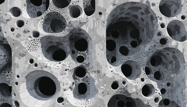 Abstract Porous Grey Stone and Lunar Surface Texture Pattern