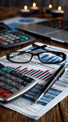 Financial reports with a calculator — a business resource for topics relating to accounting, investment and economic analysis.