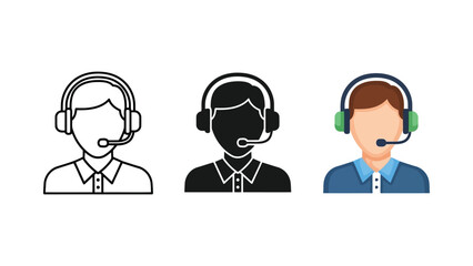 Fototapeta premium Customer support operator avatar vector illustration set