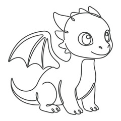 Obraz premium Cute dragon cartoon drawing