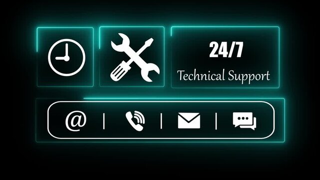 Glowing technical support icon with tools, representing customer service, IT maintenance, online helpdesk assistance, troubleshooting, and digital business support solutions. 