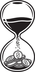 Fototapeta premium Urgent Money Deadline Concept Hourglass Emptying Dollar Coins Warn Against Delayed Financial Decisions And Missed Investment Windows
