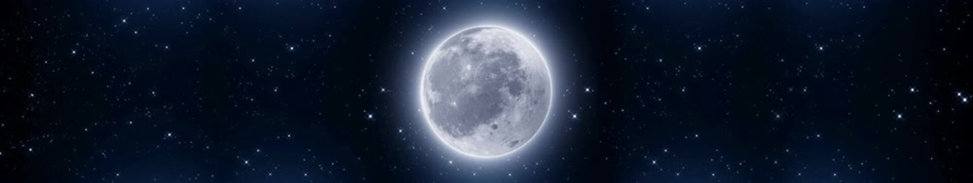Full Moon in Starry Night Sky with Glowing Lunar Space Background Loop
