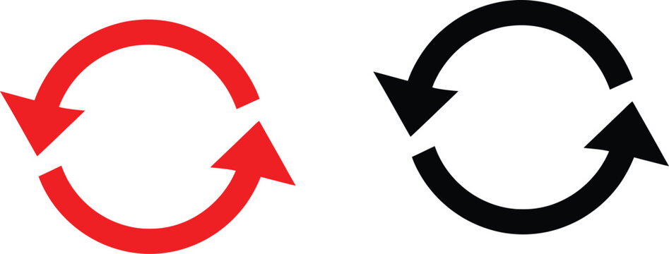 Red and black circular arrow icons showing opposite directions Vector