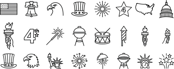 Obraz premium American Independence Day Patriotic Symbols Illustrations