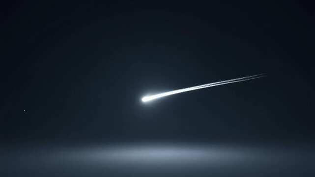 Bright Meteorite Streak Moving Across Dark Space