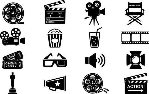 Video and Media Vector Flat Icon Set
