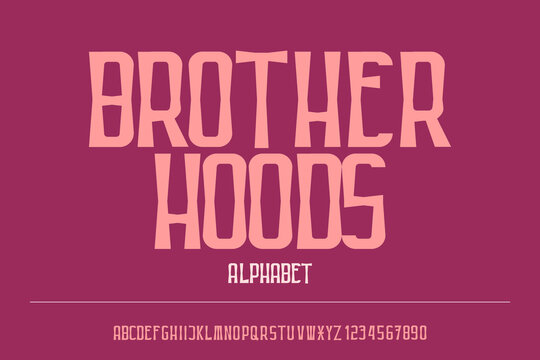 Vintage American biker font with condensed bold letters, ideal for motorcycle club logos, brotherhood designs, and outlaw apparel.
