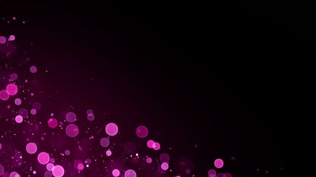 pink stars glitter particles and bokeh lights corner flying animation, valentine, new year and christmas, social media motion background