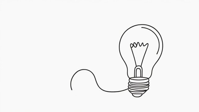 Line Drawing Animation of a Light Bulb Idea Concept