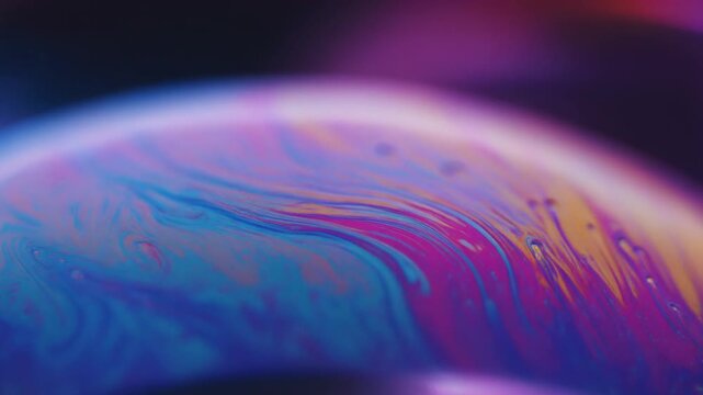 Abstract Macro Shot of Iridescent Soap Bubble Surface