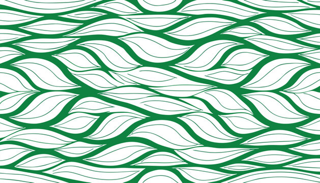 Abstract Green Leaf Wave and Organic Foliage Pattern Texture Background