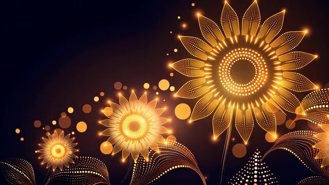 Golden glowing floral patterns