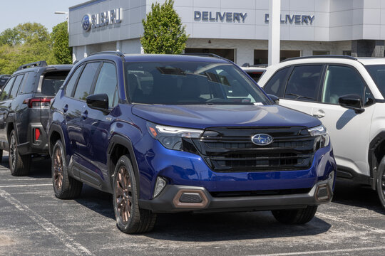 Subaru Forester Sport Compact SUV at a dealership. Subaru offers the Forester with a 2.5L DOHC BOXER engine. MY:2026