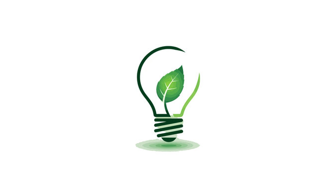 Light bulb with leaf silhouette on transparent background