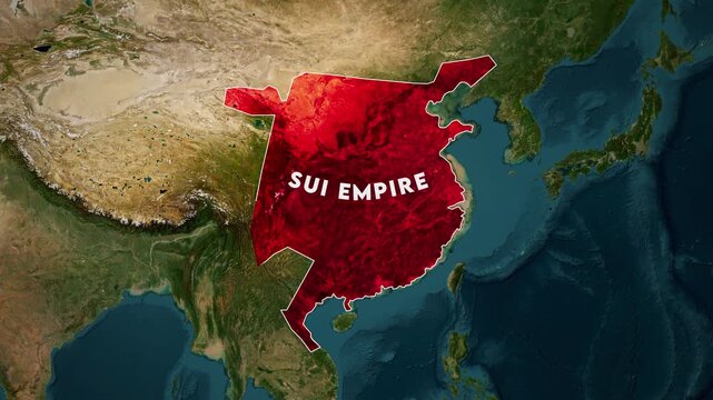 Sui Empire Map Animation around 700 AD. Historical map animation of the Sui Empire 4k.