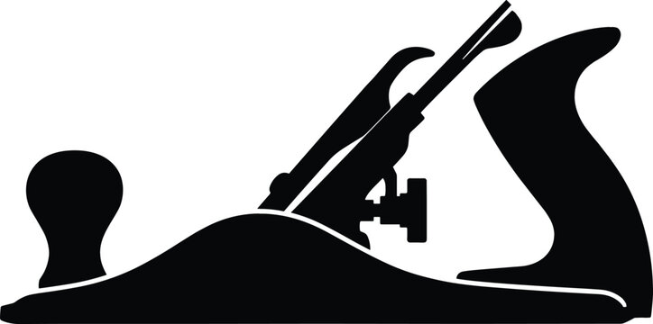 Classic Carpenter Hand Plane Silhouette Featuring Woodworking Equipment and Traditional Craftsmanship Tool Illustration