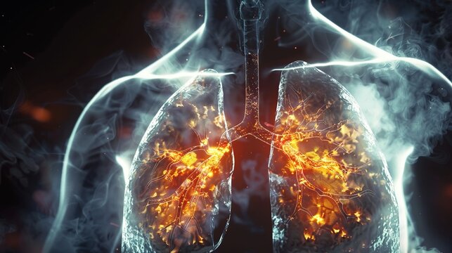 Chronic Obstructive Pulmonary Disease COPD medical concept, human lung anatomy comparison of healthy and damaged respiratory organs, emphysema chronic bronchitis respiratory disorder healthcare illust