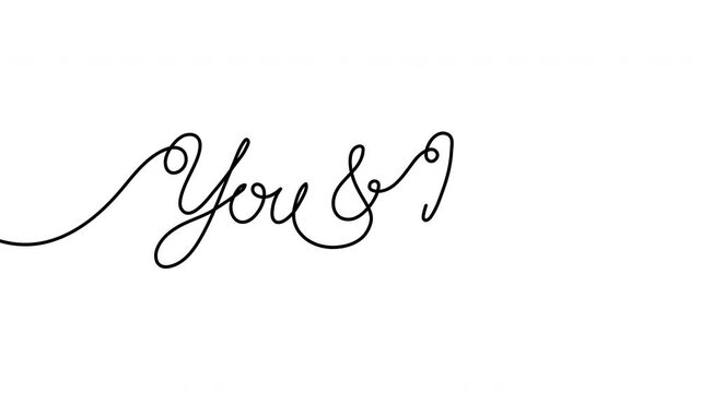 You and Me Cursive Calligraphy Text on White Background