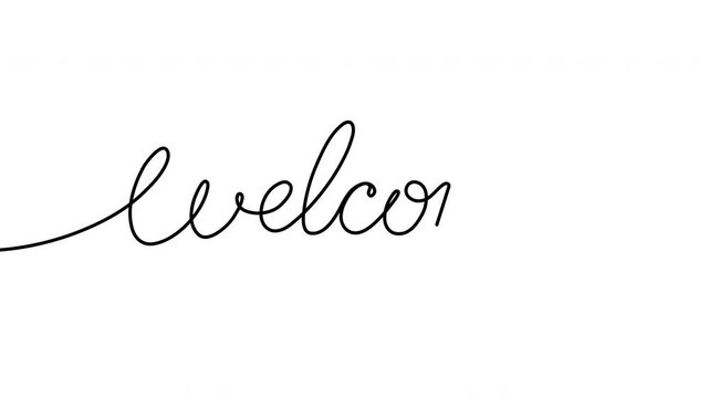 Welcome Word in Elegant Cursive Script on White Background