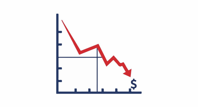 Red arrow pointing down on a graph with a dollar sign