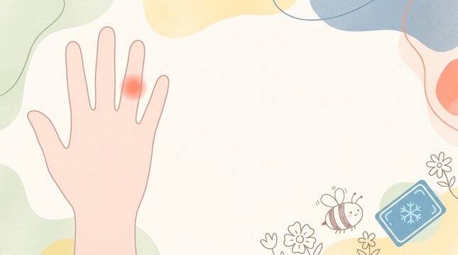 Flat Vector Hand with Insect Bite Irritation for Summer Skin Care and Allergy Awareness Background