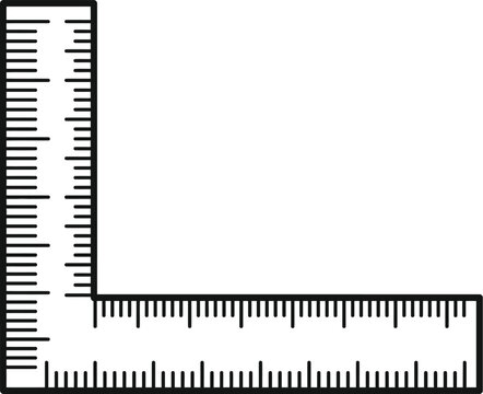 Corner ruler without numbers and divisions measurement tool isolated on transparency background.