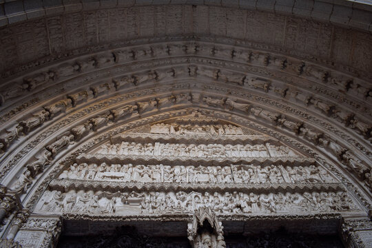 Detailed Gothic Reliefs of the Toledo Cathedral Portal