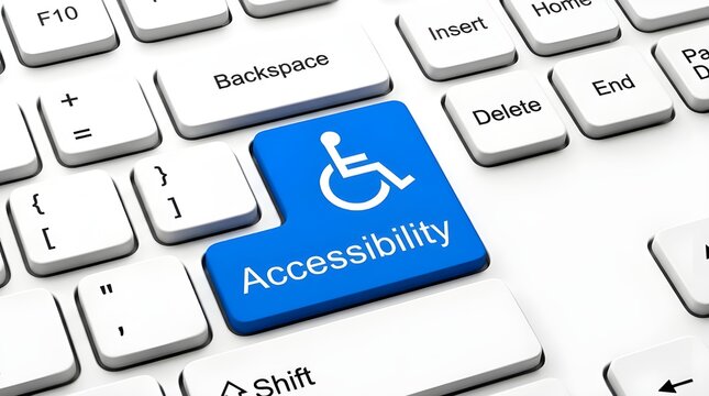 Blue Accessibility Key on a Computer Keyboard Symbolizing Digital Inclusion and Universal Design for Diverse Users