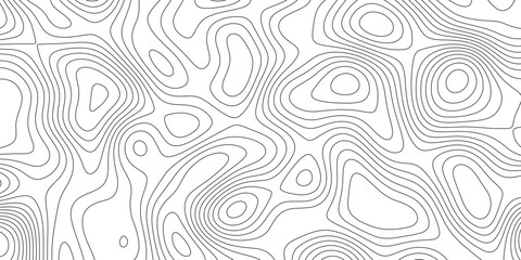 Black and white topographic map contour lines abstract background vector illustration for geographic or hiking design. © Artful
