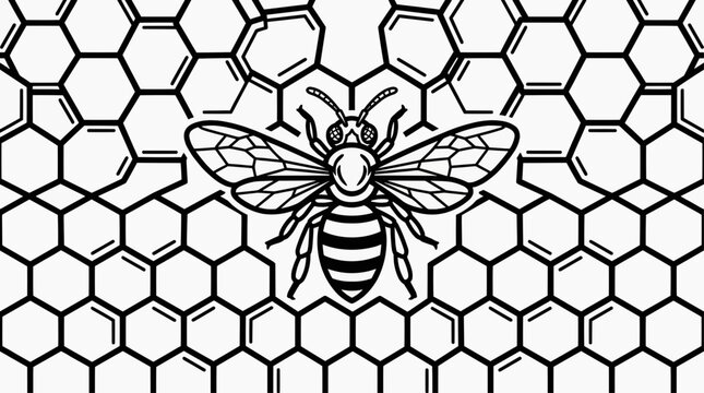 Bee and Honeycomb Illustration A Symbol of Nature's Sweetness and Industry