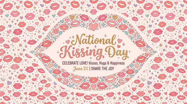National Kissing Day, lip prints, colorful pattern, love, romance, vector illustration