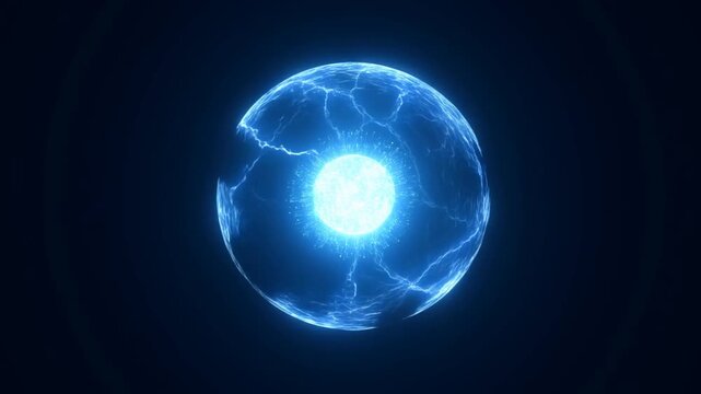 Slow motion zoom of energy core expanding inside electric plasma sphere in dark cosmic void