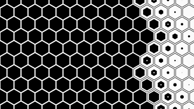 Hexagon Grid Fill and Unfill Animation Black White