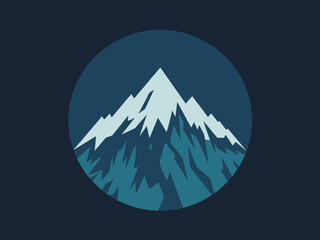 Fototapeta premium Mountain logo icon, scenic mountain peak and outdoor adventure symbols for travel tourism hiking climbing and nature branding graphics.
