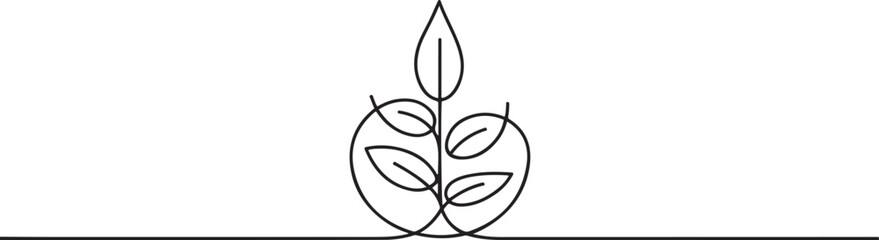 Naklejka premium Ecology sustainable one line drawing of minimalist vector icon with black and white background. one line icon drawing vector