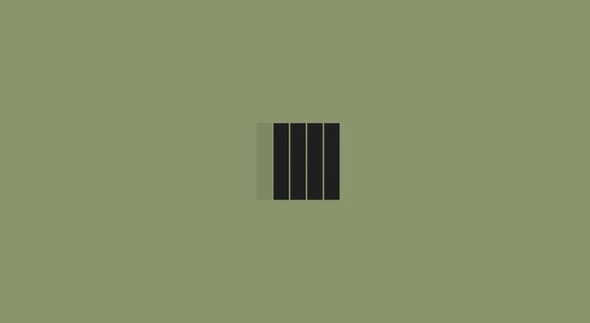 Minimalist loading bar animation with vertical bars on olive animation
