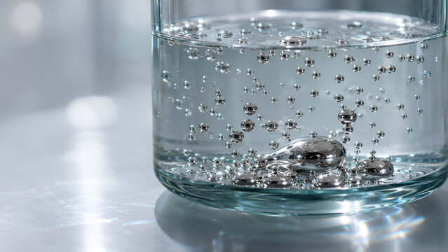 Mercury Contamination In Transparent Glass Water Container Close Up Concept