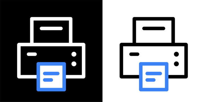 Minimalist printer icon set for office document management and digital printing services workflow in professional business environment