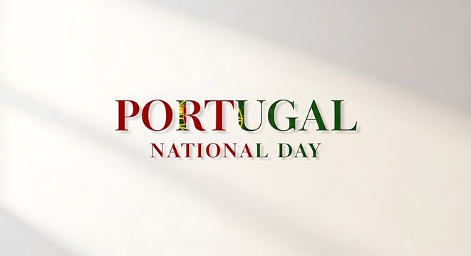 Portugal national day celebration with creative typography and flag colors