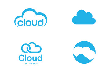 Obraz premium Cloud logo collection set containing multiple creative variations of weather shapes and internet connectivity symbols for startups.