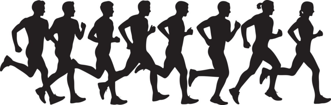 runner athletic pose sequence vector illustration for sport training
