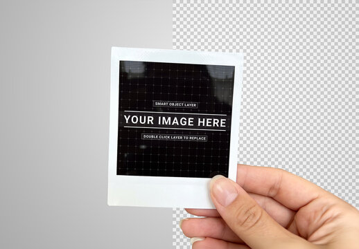 Isolated Instant Photo in Clean Woman&rsquo;s Hand Mockup