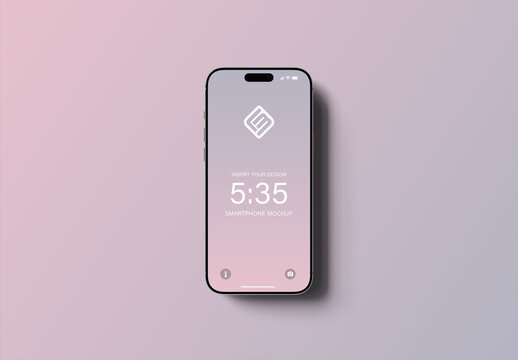 Glossy Isolated Smartphone with Editable Purple Background Mockup